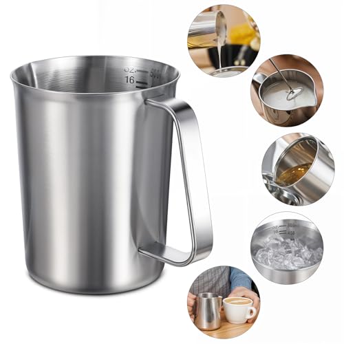 2 Pcs Stainless Steel Measuring Cup with Handle and Pour Lip