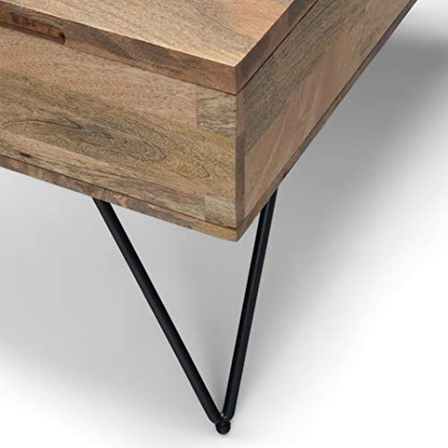 Hunter 32" Wide Solid Mango Wood Square Coffee Table in Natural (Lift Top Coffee Table / 32 inch / Refined Natural)