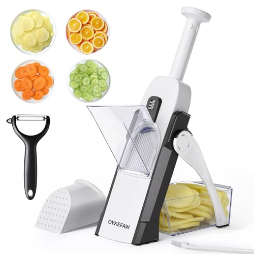 Safe Mandoline Slicer for Kitchen (Light Gray)