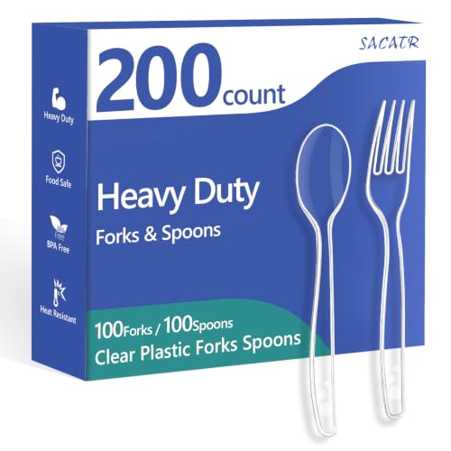 200 Count Clear Plastic Silverware Heavy Duty (Clear)