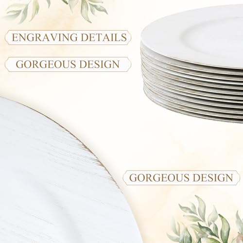 12 Pcs White Vintage Charger Plates (Vintage / White)