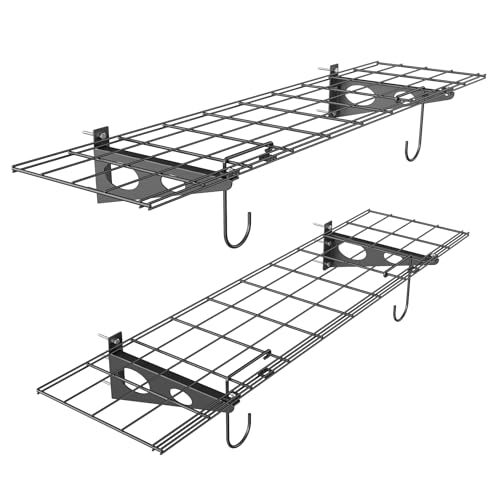 2 Pack Garage Wall Shelves (Black / 12*48inch)