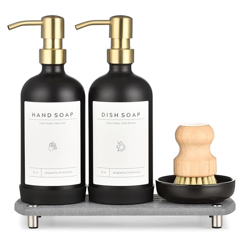 Luxury] Kitchen Soap Dispenser Set (Black Bottle + Gold Pump)