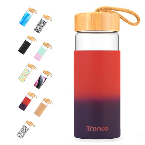 20 oz Glass Water Bottles with Lids (Redblue / 20 Ounces)