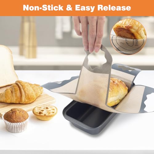 2 Pcs Silicone Bread Loaf Pan Liners (Gray)