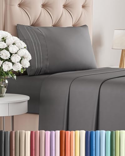 Twin Size 3 Piece Sheet Set (06 - Dark Grey / Twin)