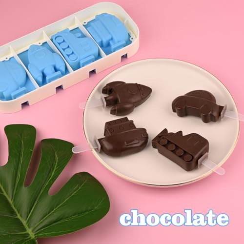 2 Pack Silicone Popsicle Molds (2 Pcs Mini Cartoon - Green & Blue)