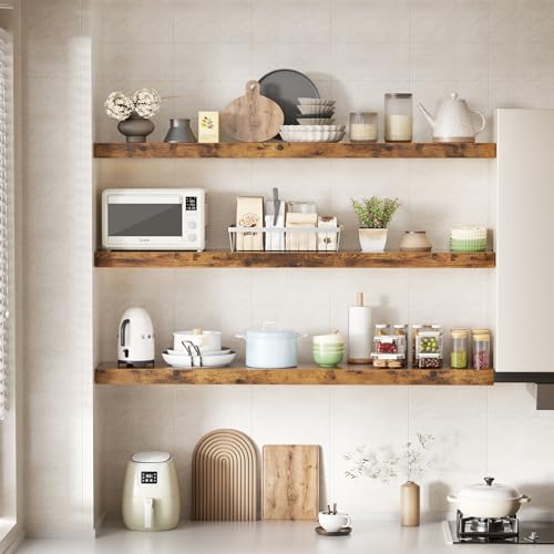 Bathroom Floating Shelves for Wall (Rustic Wood 01 / 36"-3pack)
