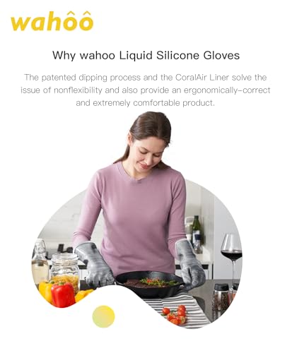 wahoo 12 Inch Liquid Silicone Oven Mitts (Gray / M/8)