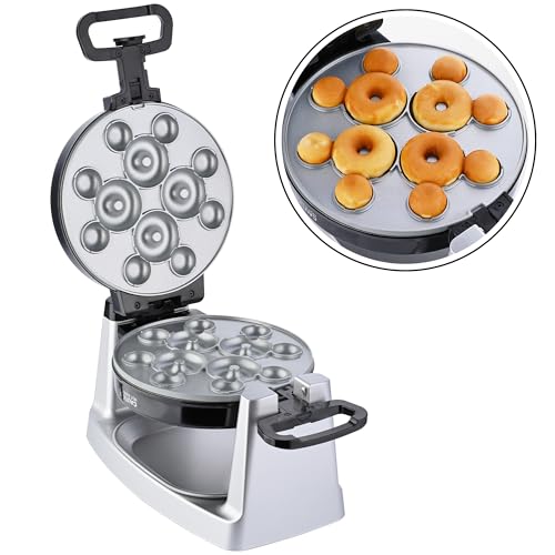 Mickey Mouse Waffle and Donut Maker with 3 Sets of Removable Nonstick Ceramic Plates (Black)