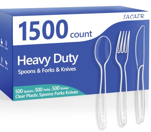 1500 Count Clear Plastic Silverware Heavy Duty (Clear)