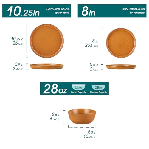 Plates and Bowls Sets (Caramel Yellow / 24 Pcs (Service for 8))