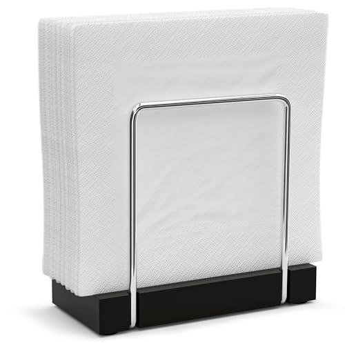 Napkin Holder for Table (Silver/Black / 5.78 x 2.51 x 5.04 inches)