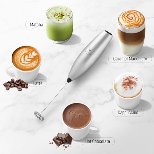Zulay Powerful Milk Frother for Coffee with Upgraded Titanium Motor (Imperial Silver Black / OG Frother)