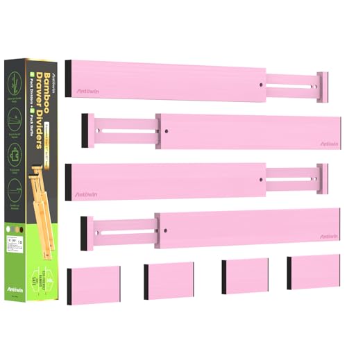 Expandable Bamboo Drawer Dividers (Pink)