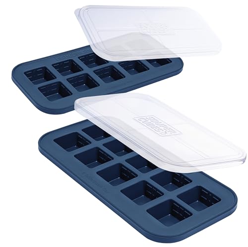 2 Tbsp Silicone Freezer Molds with Lids (2-Pack / Blueberry)