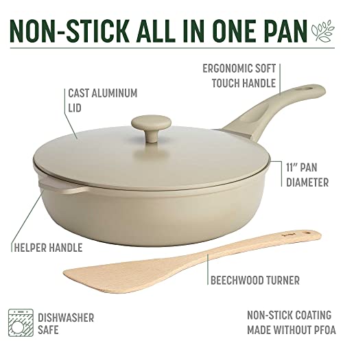 All-in-One Pan, Multilayer Nonstick Cookware Set, High-Performance Construction, Multipurpose Design Replaces Multiple Pots and Pans, Dishwasher Safe, 11-Inch, 4.4-Quart Capacity, Linen (Linen / 11-Inch / All-In-One Pan)
