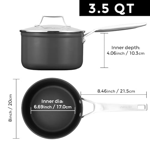 3.5 QT Nonstick Saucepan with Lid (3.5 Quarts)