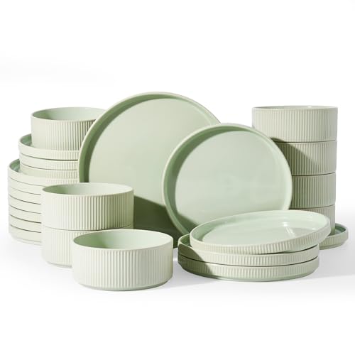 Stoneware Dinnerware Set for 8 (Light Green / Service for 8)