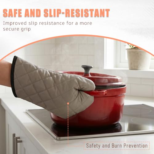 15" Terry Oven Mitts 1 Pair Flame Resistant Heat Resistant (Gray / 15 inch)