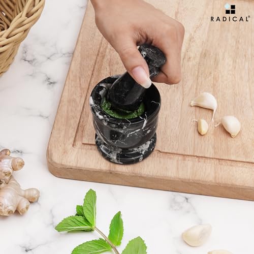 Marble Mortar and Pestle Set 2.5" Small Spice & Herb Grinder (Black Zebra / 2.5" Inches)