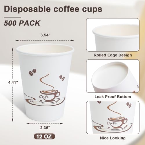 500 Pack 12 oz Coffee Cups (White / 12OZ-500PACK)