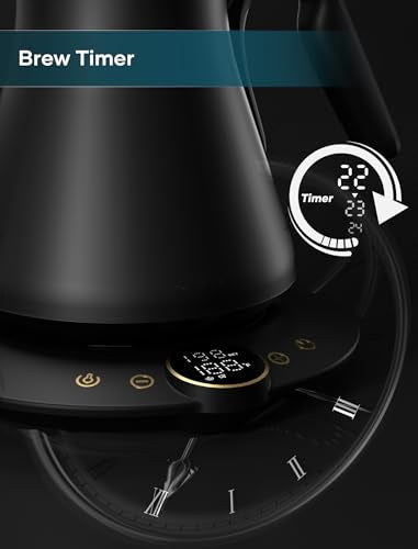 Gooseneck Electric Kettle with ±1℉ Temperature Control 0.9 Liter (Ebony Black)