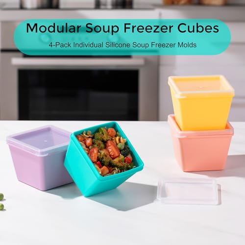 1 Cup Silicone Freezer Molds with Lids (Cotton Candy / 4x 1-Cup)