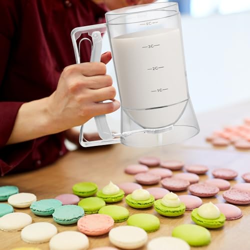 2 Pcs Handheld Batter Dispenser Squeeze Handle 4 Cups (White)