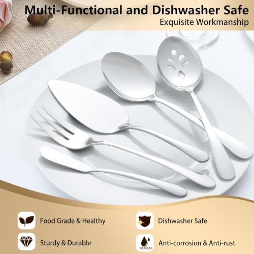 65 Piece Silverware Set with Serving Utensils (65Pcs)