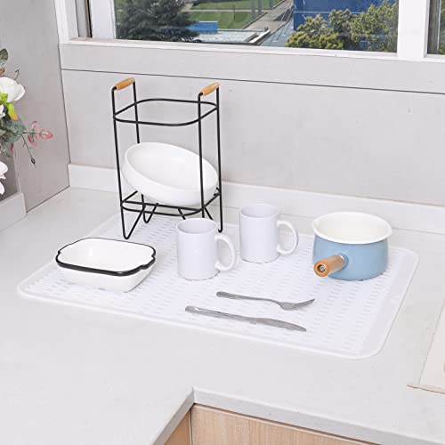 Silicone Dish Drying Mat for Multiple Usage (White / 28"L x 18"W)