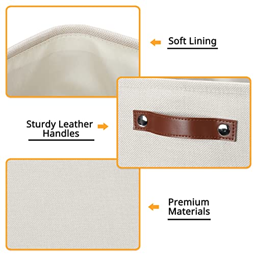 Storage Bins 4 Pack Of 13x13x13 Decorative Storage Cube Bins Suit Office (Beige / L-13"x 13"x 13")
