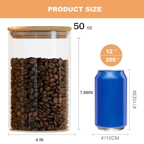 50oz Glass Food Storage Jars Set of 6
