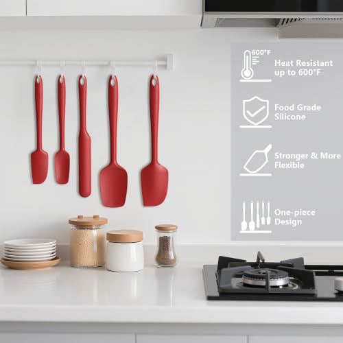 Silicone Spatula Set of 5 (Pure Red)