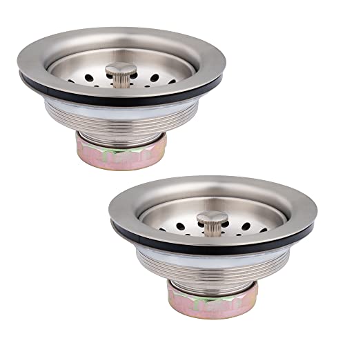 2 Pack Kitchen Sink Basket Strainer and Stopper (Stainless)