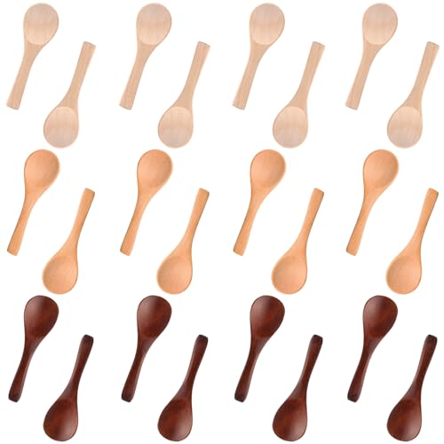24 Pcs Small Wooden Spoons (Multiple Color)