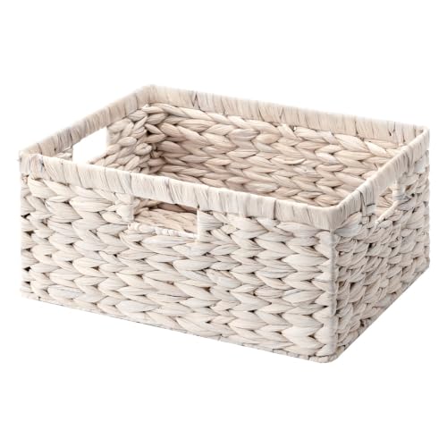 Large Wicker Baskets for Storage (White (Water Hyacinth) / 16½"L x 13"W x 7½"H)