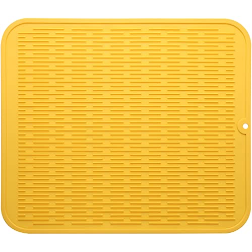 Silicone Dish Drying Mat for Multiple Usage (Yellow / 18"L x 16"W)