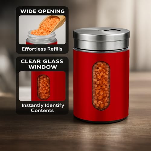 4 Piece Salt and Pepper Shakers Set (Red)
