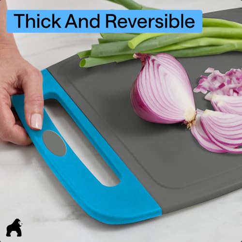 BPA Free Reversible Kitchen Cutting Board (Gray/Aqua / Large (Pack of 3))