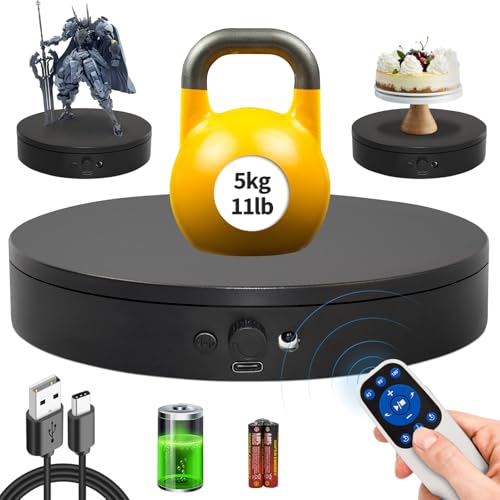 Motorized Rotating Display Stand with Remote (7.87inch/Black/11Lbs Load)
