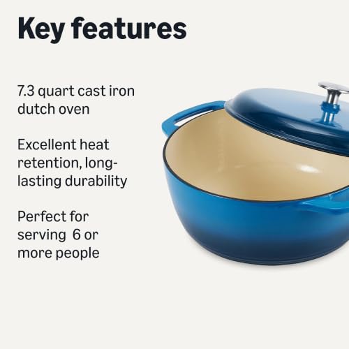Enameled Cast Iron Dutch Oven Pot with Lid (Blue / 7.3-Quart)