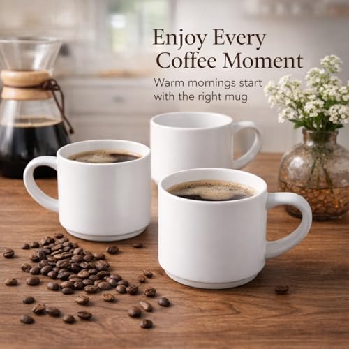 14 OZ Coffee Mugs Set of 6 (Matte White / Set of 6(14 Ounces))