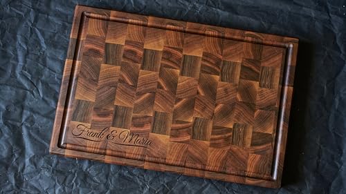 Personalized End Grain Walnut Cutting Board (18x12x2 Inches)