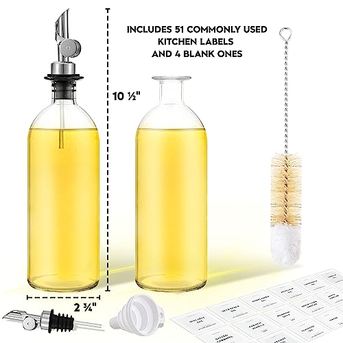 Large Oil Dispenser for Kitchen (16.9 fl oz (2-Pack) / Silver)