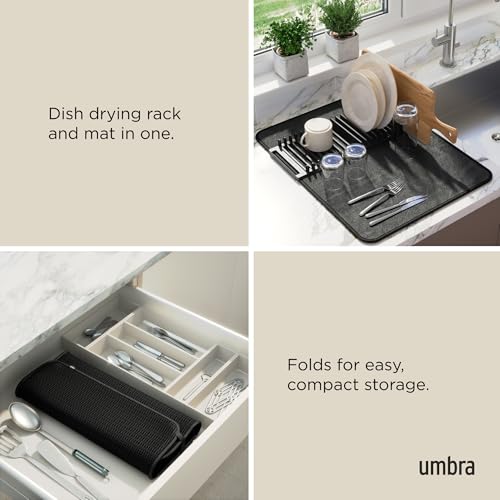 Udry Dish Drying Rack with Mat (24" x 18" / Black)