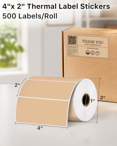 4x2 Inch Thermal Labels (4"x2" / Brown)
