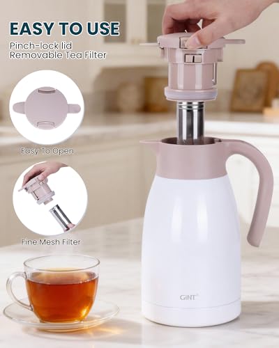 Stainless Steel Thermal Coffee Carafe Lid With Tea Infuser (Pink / universal)