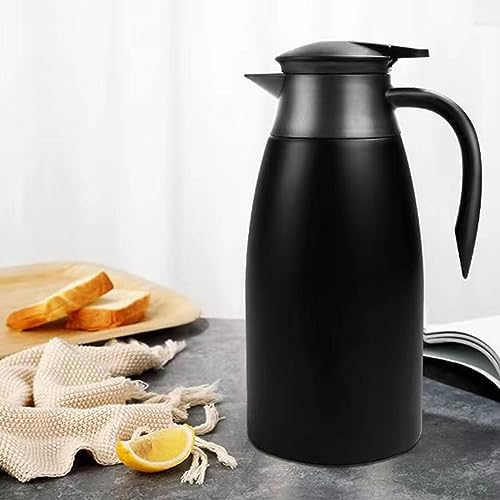 70 Oz Insulated Thermal Coffee Carafe Stainless Steel Double Walled Vacuum Coffee Thermos (Black, 2L)
