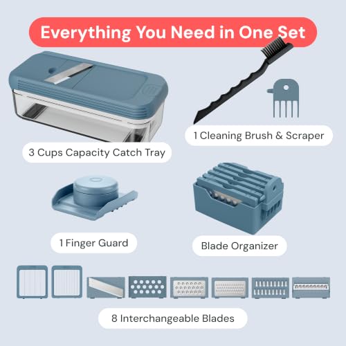 Essential Vegetable Chopper & Mandoline Slicer (Blue)